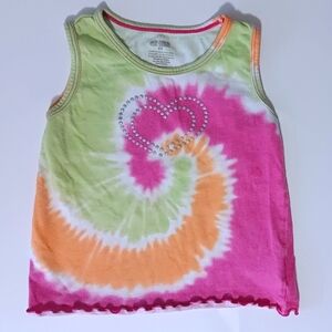 Girls' Tie-Dye Tank Top with Heart Design
